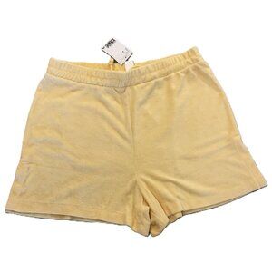 H&M Yellow Drawstring Shorts Size M W31 High Rise Side Slit Stretch Cotton blend